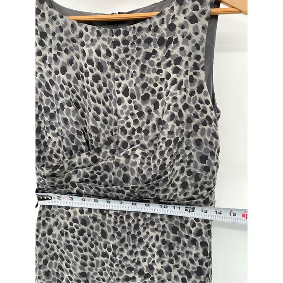 Ann Taylor Dress Silk Women Size 4 Gray Sleeveless Leopard Animal Print Cheetah - Picture 5 of 16
